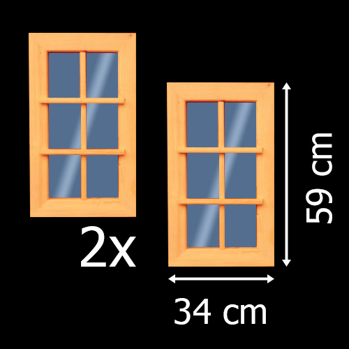 2x Fenster 34x59 cm feststehend Holzfenster