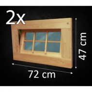 Holzfenster Kippfenster 72 x 47 cm - Doppelpack