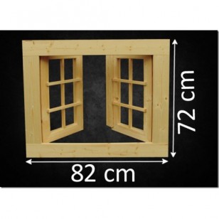 Holzfenster Doppelflügel 82 x 72 cm